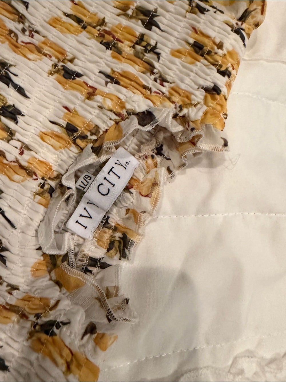Ivy City Co Yellow Floral Midi Dress with Smocked Bodice - Picture 3 of 4